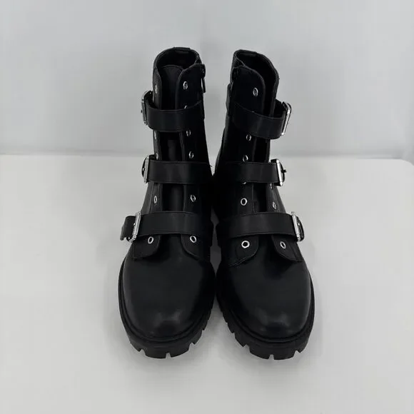 G By Guess Womens Ankle Booties Embroidered W Flowers Black Buckle Size 8M - Picture 2 of 9